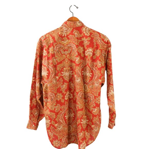 Ralph Lauren Classics Collection Paisley Cotton Linen Red 90s Shirt Top 4 - Picture 3 of 4